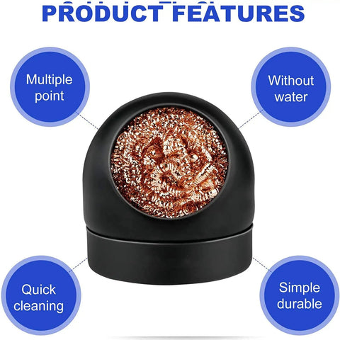 Pro Grade Soldering Iron Tip Cleaner Kit With Non Slip Cleaning Wire Ball And Base Holder, Soft Coiled Brass Tip Cleaner