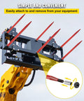 Workhorse Heavy Duty 39 Inch Hay Bale Spear Quick Attach Spike 3000 Lb Capacity Square Bale Forks on yellow equipment