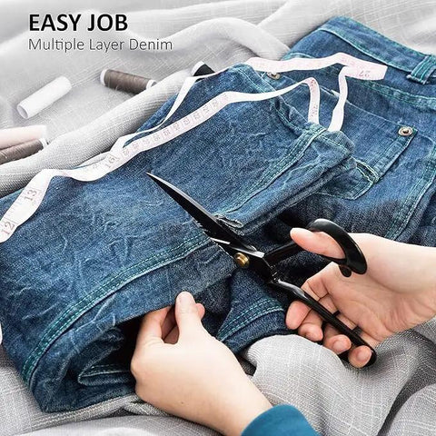 Pro Grade Heavy Duty 10 Inch Fabric Scissors For Leather Sewing And Tailoring, cutting multiple layers of denim fabric