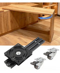 Smooth Operator 360 Degree Rotating Table Slide Track With Heavy Duty Aluminum Turntable And Whisper Quiet Swivel Casters For Extendable Island Bar Or Dorm Desk That Glides Just Right with aluminum rail and casters.