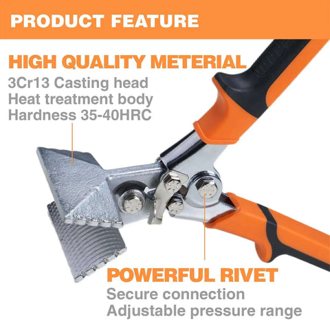 3 Inch Sheet Metal Hand Seamer with ergonomic grip handle, showing pro-grade straight jaw pliers and heavy-duty steel construction.
