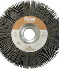 Tiger Coated Abrasive Flap Wheel 6 Inch By 2 Inch With 1 Inch Arbor 80AO Grit Beefy Workhorse USA Made Finish Front View