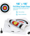 15 Pack Archery Target Paper For Backyard Practice 16 Inch With 10 Ring Design displayed with high visibility paper