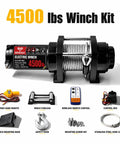 Heavy Duty Electric Winch With Steel Cable 4500 Lb Pulling Power For Atv Utv Trailer including control box and remote accessories.