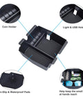 Center Console Organizer For Jeep Wrangler JL JLU And Gladiator JT 2018 Through 2026 Armrest Storage Tray with charging hole detail