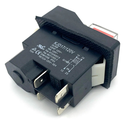 Heavy Duty 4 Pin Electromagnetic Switch 120V 16A Amps Plug And Play Start Stop Button Control for woodworking tools.
