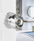 Classic Crystal Door Knobs Three Pack Keyed Alike Privacy Lockset With Lock And Keys For Bedroom And Bathroom Satin Nickel Finish