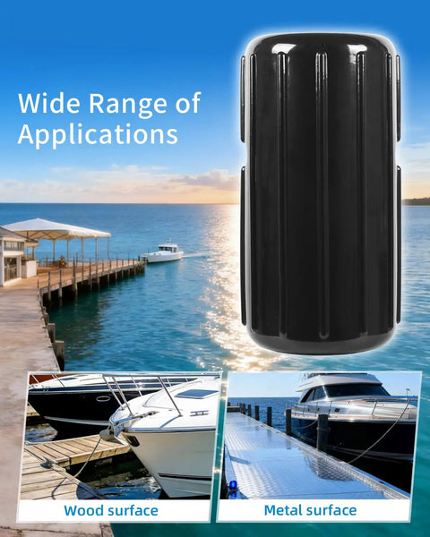 Two Pack Dock Corner Bumpers Heavy Duty Marine Guard For Edge And Hull Protection Black UV Resistant PVC with dock background