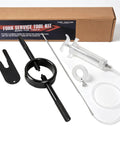 Motorcycle Fork Service Tool Kit Set C Featuring Two Tools The Fork Oil Level Tool And Spring Compressor displayed with box