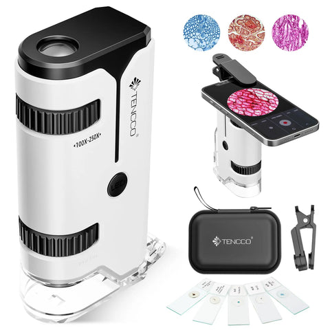 100x To 250x Portable Pocket Microscope For Kids And Adults Handheld Mini Microscope Kit with accessories and slides