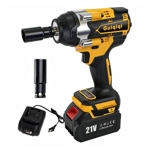 Beefy 21V Brushless Cordless Impact Wrench Kit With Half Inch Drive 600 Nm Torque Dual Lithium Ion Batteries Quick Charger