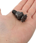Durable Iron Transmission Gear Reduction Unit Packing Serious Gasoline Engine Kick And Tough As Nails Torque For Mini Bikes Atvs Trucks And Street Motorcycles, small gear part in hand.