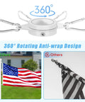 Top Shelf White Aluminum Flag Pole Rings With Grip Tight Clamps Two Pack No Sweat Antitwist Swivels For Slick 360 Degree Rotation and Hassle Free Patriotic Display