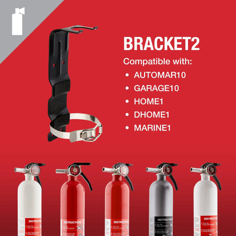Replacement Fire Extinguisher Bracket Black Corrosion Resistant Powder Coated Steel Wall Mount Marine And Vehicle Holder Fits FE10GR Series Automar10 Garage10 And FE1A10GR Series Home1 DHome1 Marine1 Extinguishers