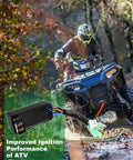 ATV with CDI Box Ignition Coil Kit For Sportsman 90 Predator 50 90 ATV With Voltage Regulator Rectifier visible mid-action.
