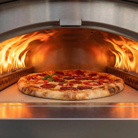 Portable Gas Pizza Oven With 15 Inch Stone, Stainless Steel Backyard Tailgate Ready Pizza Maker, Dual Side Burners 23K BTU