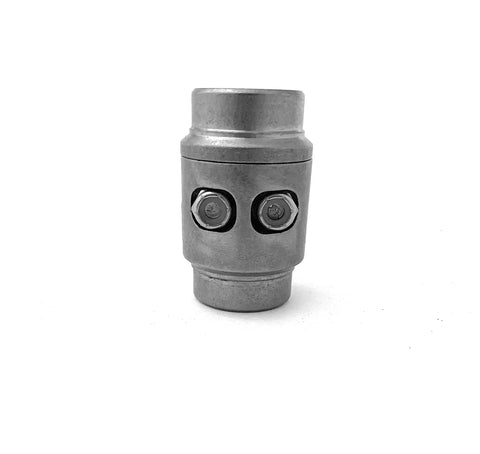 Dead Set Bulletproof 1018 Steel Weld Bungs, Interlocking Inline Tube Connectors For Roll Cages, 1.5-inch size with stainless fasteners.
