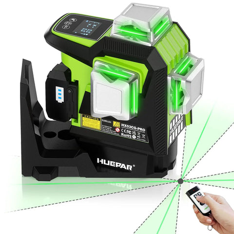 Top Notch Upgraded 360 Degree Laser Level with electric fine adjustment rotating base and remote control for DIY projects.