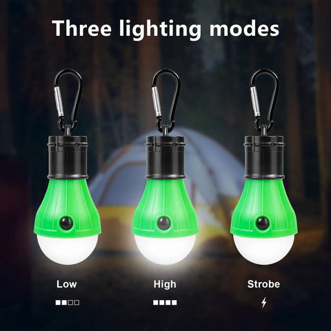 Go-To USB Rechargeable LED Camping Lanterns Four Pack With Clip Hook Hanging Design, three lighting modes in camping scene