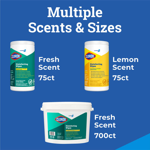 Disinfecting Wipes Fresh Scent 700 Count Kills Ninety Nine Point Nine Percent Of Viruses And Bacteria EPA Registered shown with other sizes