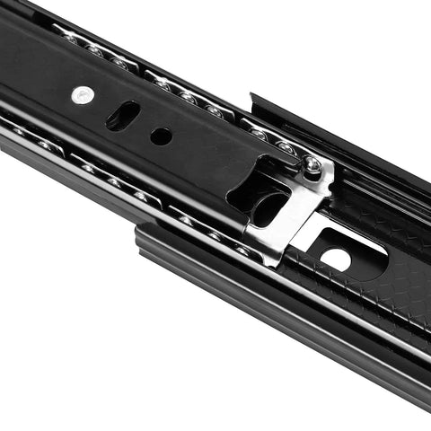 8 Pairs 6 Inch Full Extension Drawer Slides Kit Ultra Quiet 3 Section Ball Bearing Side Mounted Heavy Duty Sliders With 64 Mounting Screws Black Finish, close-up