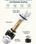 No Sweat Top Shelf Two Handle Delta Faucet Repair Kit Rp25513 Stem Assembly showcasing brass stem, plastic body, and rubber O-rings.