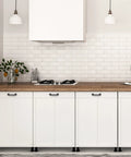 Matte Black Kitchen Cabinet Handles Set Of 10, 4-3/4 Inch Length, 3-3/4 Inch Hole Centers, heavy-duty handles installed on white cabinets