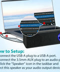 Setup guide for USB A Powered Computer Speakers For Desktop And Laptop, Dope Wired Stereo PC Speakers with 3.5mm Aux Jack