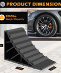 4 Pack Tough Wheel Chocks For RV Trailer And Truck Non Slip Hard Plastic Tire Blocks With Handles, side view showing dimensions