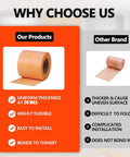 Comparison chart of waterproof tile underlayment membrane for shower and bathroom floors, featuring uniform thickness and flexibility.