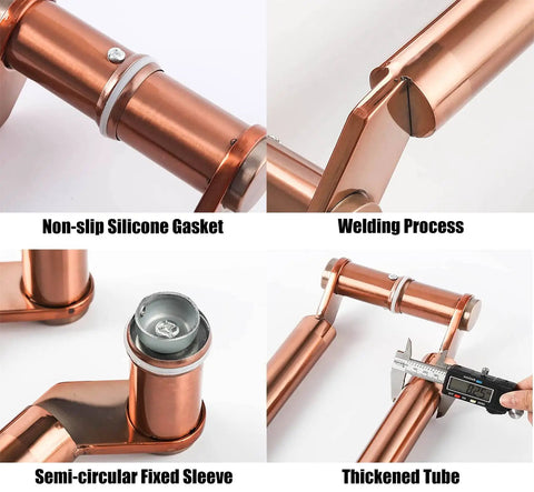 Rose Gold Glass Door Push Pull Handle For Hotel Hall Modern Round Metal Door Handle With Install Fittings Solid Wood Finish Easy Installation Durable 304 Stainless Steel Hardware, details of non-slip silicone gasket and welding process