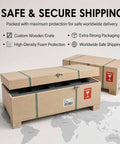 Custom wooden crates with foam protection for safe shipping worldwide.