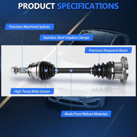Front CV Axle Assembly For Chevy Silverado 1500 Tahoe Suburban 2007-2020 Beefed-Up Left And Right Half Shaft Joint Replacement Kit, 23in