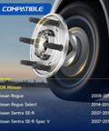 Front Wheel Bearing Hub Assembly Pair For 2007 2012 Nissan Sentra 2.0L With 4 Wheel ABS And 4 Lugs OE Grade Replacement