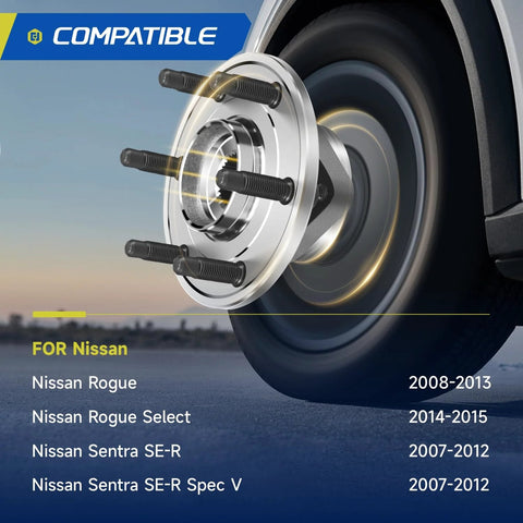 Front Wheel Bearing Hub Assembly Pair For 2007 2012 Nissan Sentra 2.0L With 4 Wheel ABS And 4 Lugs OE Grade Replacement