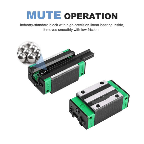 Top Shelf HGR15 Linear Guide Rail With Rock Solid HGW15CC Sliding Blocks 800mm Setup For DIY CNC Builds featuring mute operation blocks.
