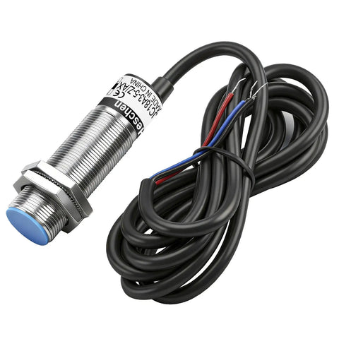 Capacitive Proximity Sensor Shielded Type LJC18A3-5-Z/AX, silver metal with wires, 5mm detection, 18mm mounting hole