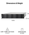 Heavy Duty Rackmount JBOD Enclosure Packing Twelve Roomy 3.5 Inch Drive Slots With Rock Solid Redundant PSU Serving Blazing Fast USB 3.2 Type C Speeds For Worry Free Storage Upgrades dimensions 3.49 x 18.98 x 22.15 inches