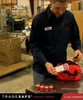 Person using Heavy Duty Lockout Tagout Bag for LOTO Devices, Industrial Grade Polyester Canvas Carry Case With Strong Handles, Tear Resistant.