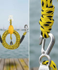 Marine Tow Line With Pulley And Buoyant Bungee Dock Line For Boaters Top Notch Visible Floats Coiled Rope Stainless Steel Hooks