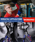 WORKPRO Exhaust Hanger Removal Tool with blue-handled pliers for car exhaust hangers; heavy-duty, non-slip grip.