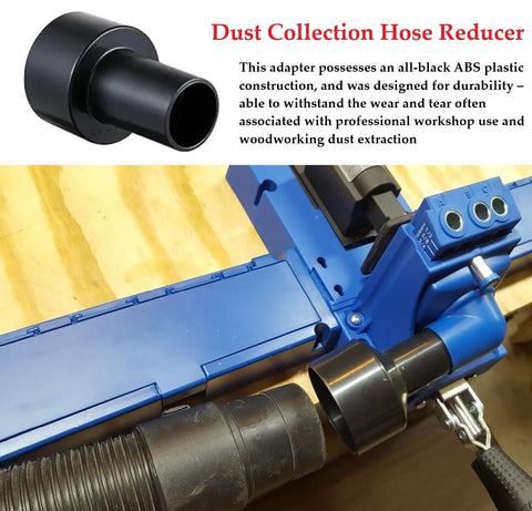 Universal Vacuum Hose Adapter For Wet Dry Vacuum Cleaners Converts 2-1/2 to 1-1/4 Inch Reducers installed on wood surface