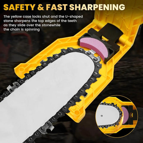 Universal Chainsaw Sharpener Kit With 12 Sharpening Stones And One Preinstalled Stone, A Real Workhorse For 12 To 22 Inch Bar