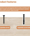 Heavy Duty Countertop Support Brackets 12 Inch 4 Pack With Hardware showing black stainless steel expansion screw and bolt.