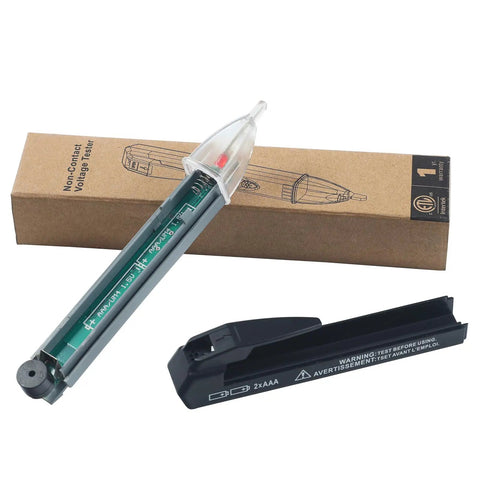 Non Contact Voltage Tester Pen With LED Flashlight And Buzzer Alarm For 60V To 1000V Live Wire Detection AC Voltage Detector Tool For Safer Electrical Checks Handy Pocket Electric Tester, black with box