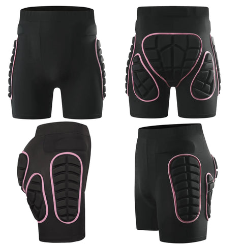3D Padded Protective Shorts With Hip, Thigh And Tailbone EVA Pads For Skiing Snowboarding Skating And Cycling Women Pink Small Size Durable Drop Proof Gear You Can Trust showcasing hip and thigh protection