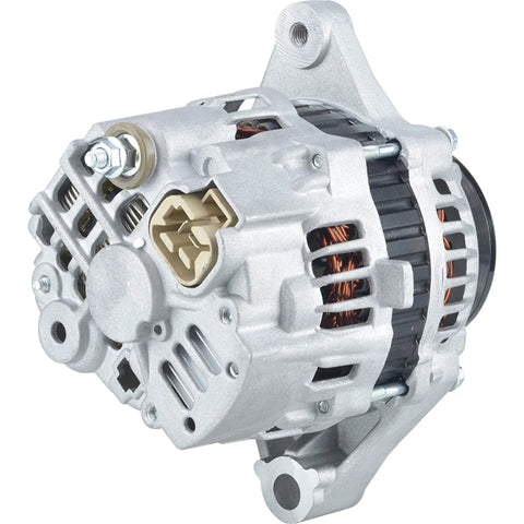 Replacement Beefy 12V 45Amp Alternator With Internal Regulator For Kubota M7040 Series Tractors, side view showing details