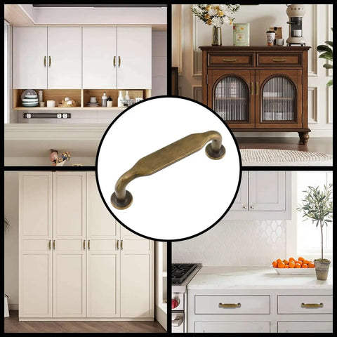 10 Pack Vintage Cabinet Pulls 3 Inch Hole Center Zinc Alloy Dope Retro Kitchen Drawer Handles For Cabinets And Furniture Rust Resistant Durable Hardware With Classic Americana Look And Easy Install on cabinets and furniture with antique finish.