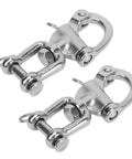Top Shelf 316 Stainless Steel Snap Shackles With Swivel Rotating Eye And No Hassle Quick Release Design For Heavy Duty Sailboat Rigging Yacht Halyards And Rugged Industrial Deck Hardware 128 Mm - close view of two shackles.