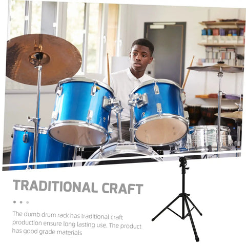 Adjustable Metal Snare Drum Stand For Practice With Secure Holder Rack And Solid Storage Shelf For Beginners To Get Their Groove On And Bang Out Beats On Eight To Ten Inch Dumb Drums Smooth As Silk, featuring blue drum set.
